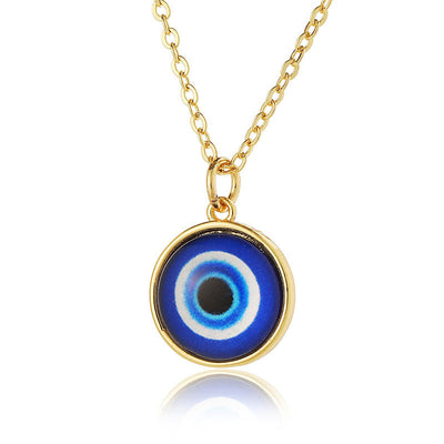 Round devil eye pendant necklace