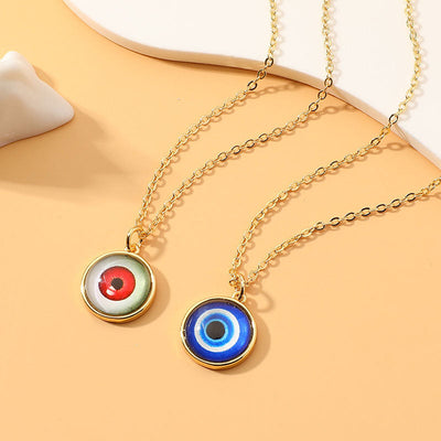 Round devil eye pendant necklace