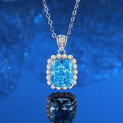 Sea Blue Natural Crystal Ring Necklace Earrings
