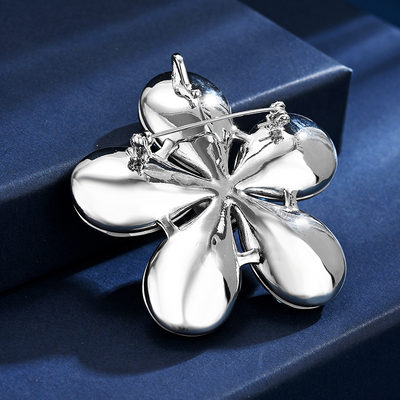 Crystal five-petal flower brooch