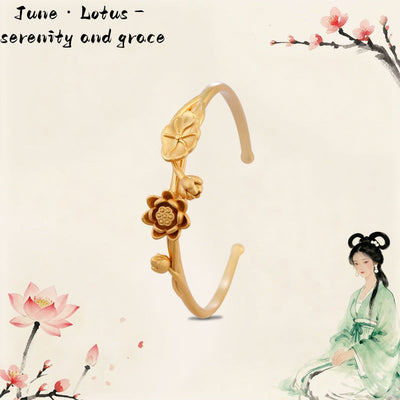 18K Gold Flower Goddess Bangle Series