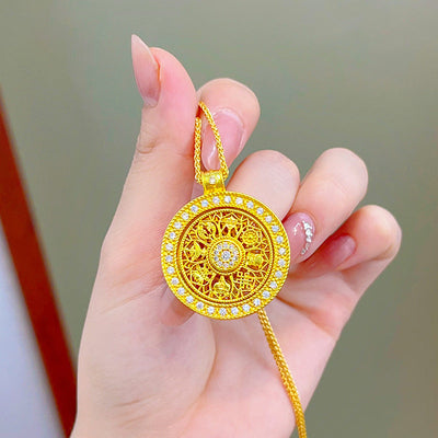 Turning eight treasures compass pendant necklace