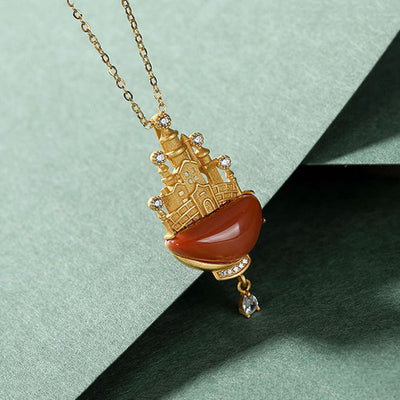 Castle•Red Onyx Pendant Necklace