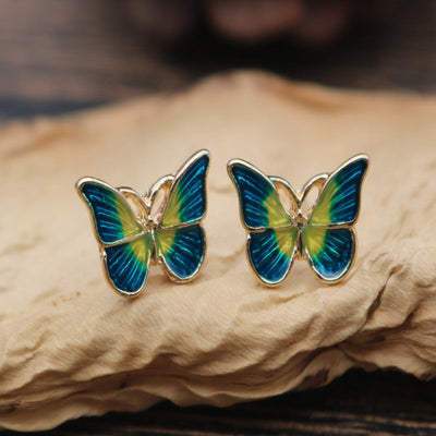 Oil painting style butterfly earrings