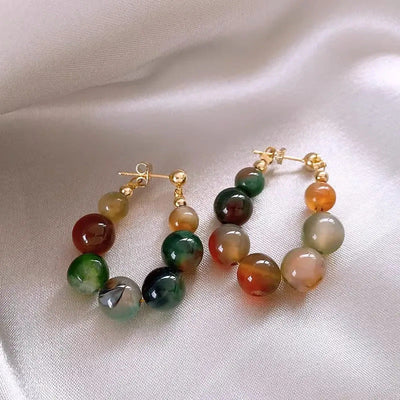 Colorful Natural agate earrings