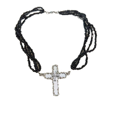 Beaded Cross Stacking Necklace