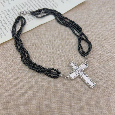 Beaded Cross Stacking Necklace