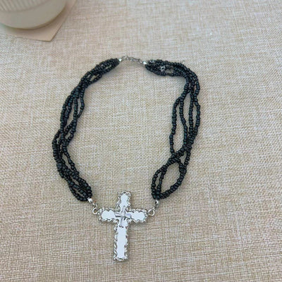 Beaded Cross Stacking Necklace