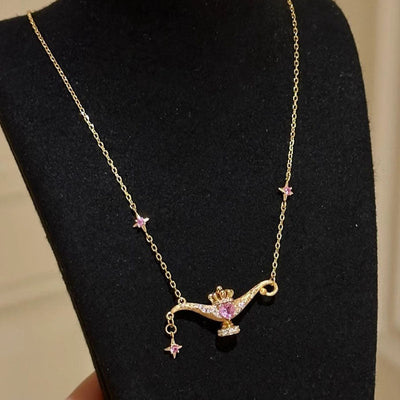 Natural Crystal Necklace with Magic Lamp