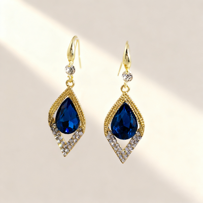 Teardrop Blue Sapphire Earrings