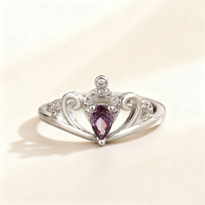 Amethyst Pavé Crown Ring