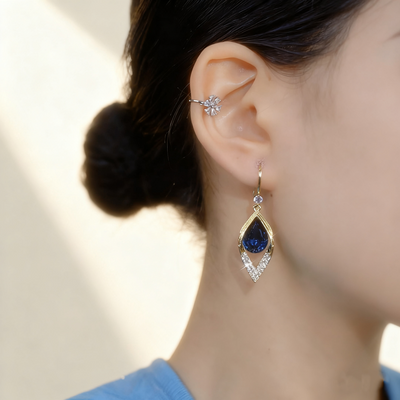 Teardrop Blue Sapphire Earrings