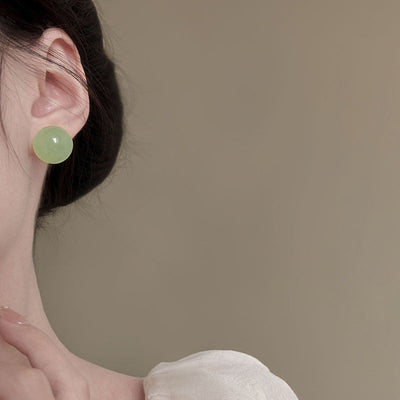 Clear Mint Green Round Earrings