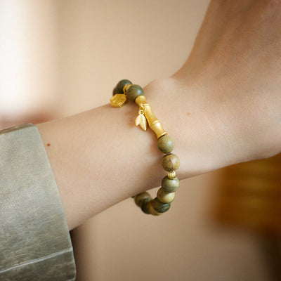 Bead Lucky Card Green Sandalwood Bracelet