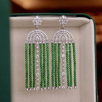 Small beads Natural Emerald Jade Stone earrings