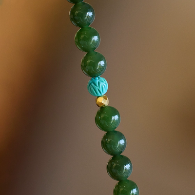 Lucky pearl turquoise Natural Emerald Jade Stone bracelet