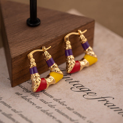 U-shaped colorful enamel earrings