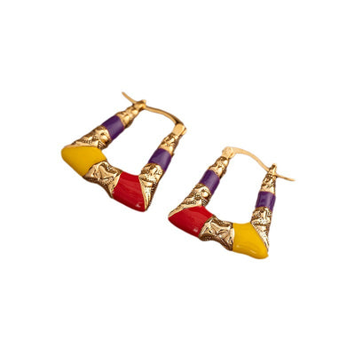 U-shaped colorful enamel earrings