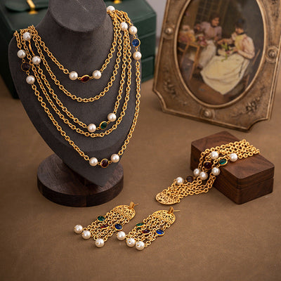 Multilayer Chain Natural Freshwater Pearl Jewelry