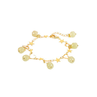 Hearts and Stars Natural Emerald Jade Stone Bracelet or Anklet