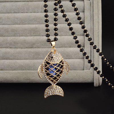 Fish every year natural crystal necklace
