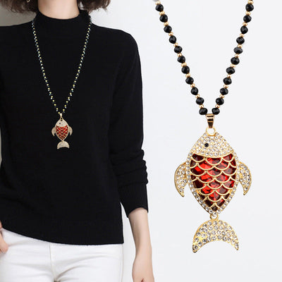 Fish every year natural crystal necklace