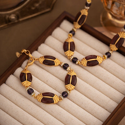Oval geometric natural agate jewelry