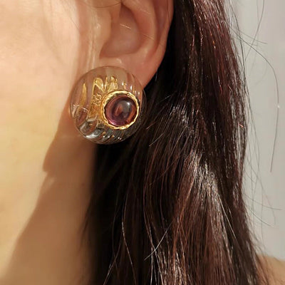 Disc Crystal Beads Natural Crystal Earrings