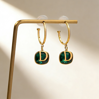 Emerald Double-Layer Earrings