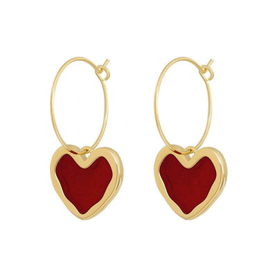 Red Heart Pendant Earrings Deegnt