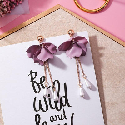 Pink Flower Petal Earrings