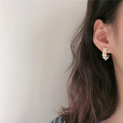 Mini-Pearl Hoop Earrings