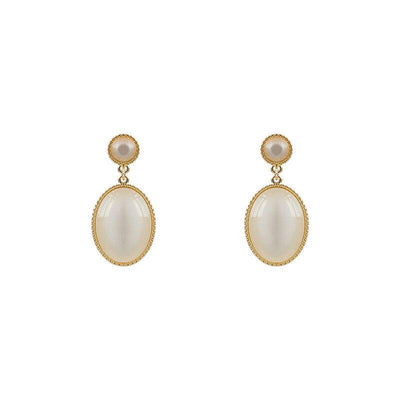 White Stone Drop Earrings
