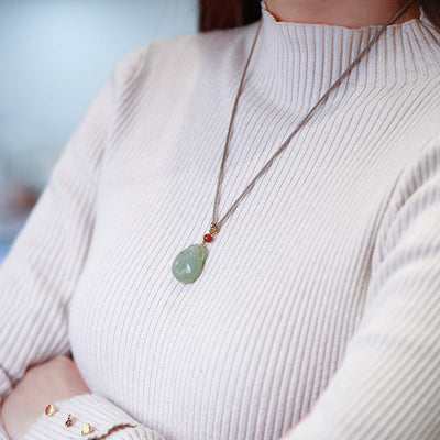 Zen Buddha • Natural Emerald Jade stone necklace