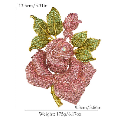 Full diamond rose alloy brooch
