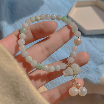 Gourd ? Emerald Jade Stone Pearl Bracelet