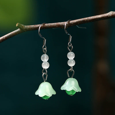 925 Silver Jade Tulip Earrings