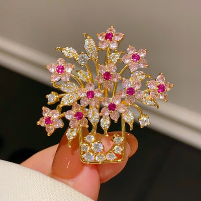 Blooming Crystal Vase Brooch
