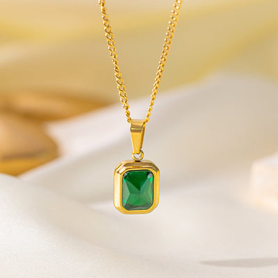 Emerald Jade 18K Gold Necklace
