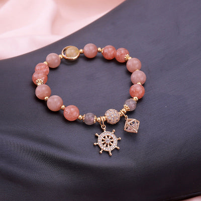 Pirate Ship?Strawberry Crystal Moonstone Bracelet