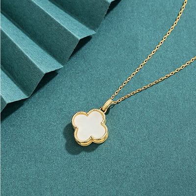 Four Leaf Clover • Emerald Jade stone necklace