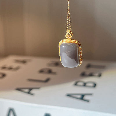 Peace • Health • Natural Smoked purple jade necklace