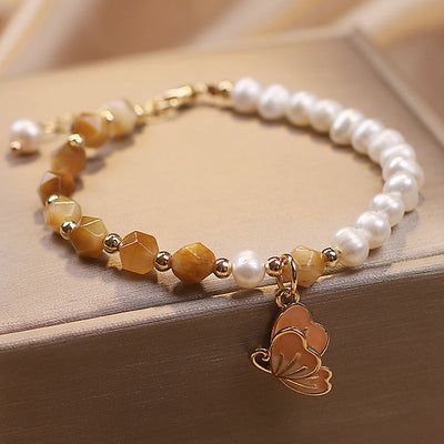 Summer Butterflies • Freshwater Pearl & Agate Bracelet