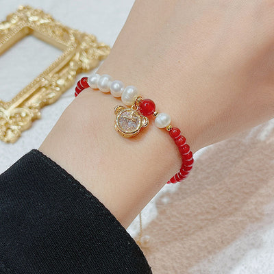 Pearl red agate bracelet