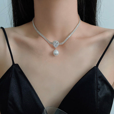 Teardrop Pearl Diamond Necklace