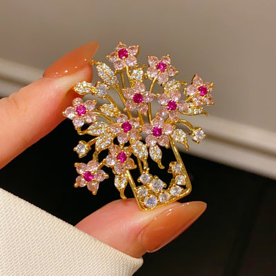 Blooming Crystal Vase Brooch