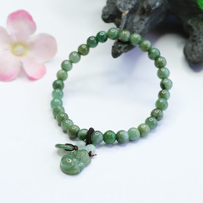 Maitreya Buddha • Natural Emerald Jade stone & Agate Bracelet