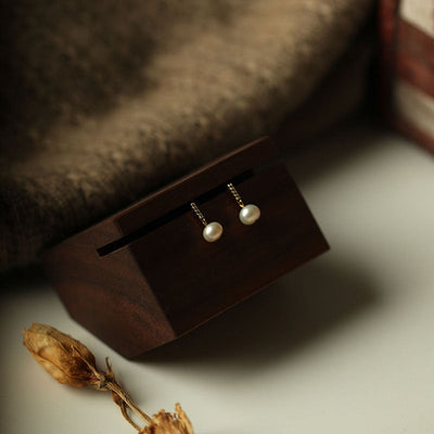 Natural Freshwater Pearl Diamond Stud Earrings
