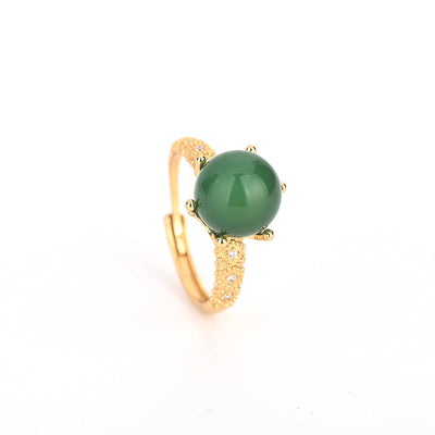 Emerald Jade Stone Happiness Ring