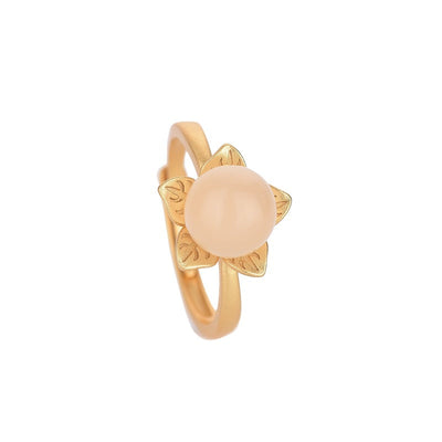 Five-petal flower inlaid Emerald Jade Stone ring